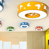 Kids Mouse Pattern Colorful Drum LED Flush Mount Light Image - 1