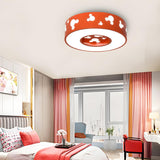 Kids Mouse Pattern Colorful Drum LED Flush Mount Light Image - 10