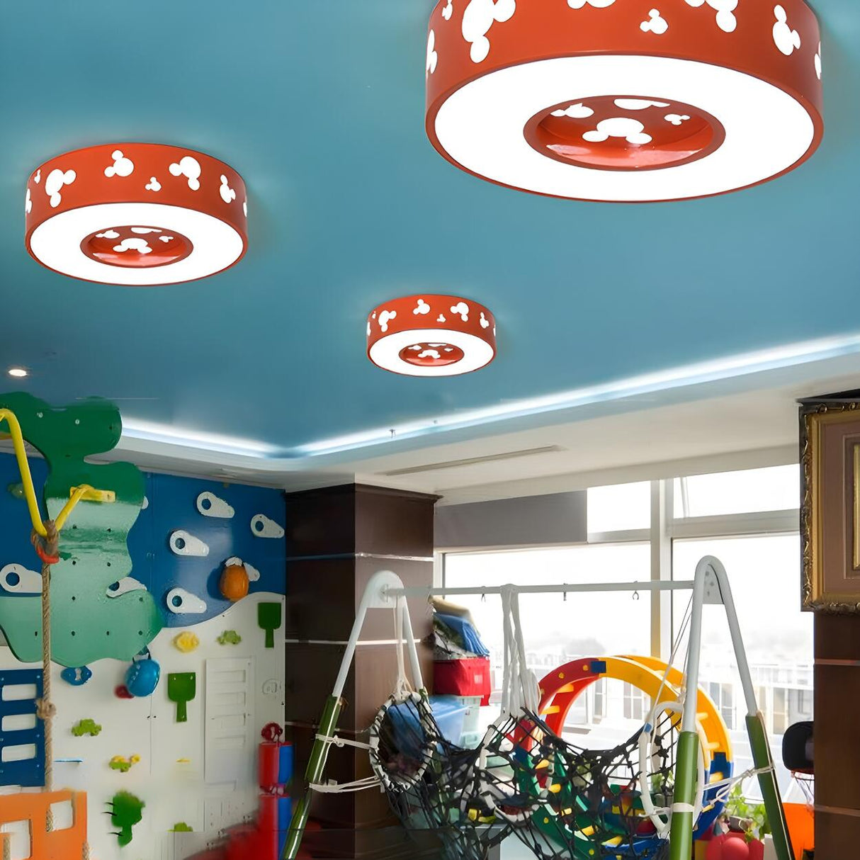 Kids Mouse Pattern Colorful Drum LED Flush Mount Light Image - 9