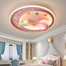 Kids Playful Astronaut Space Round LED Flush Mount Lamp Image - 3