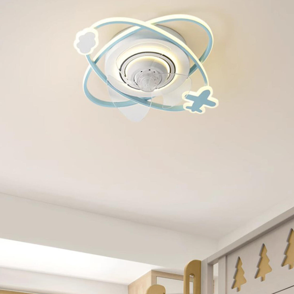 Kids Room 2 Elliptic Rings Ceiling Fan with LED Light Image - 16