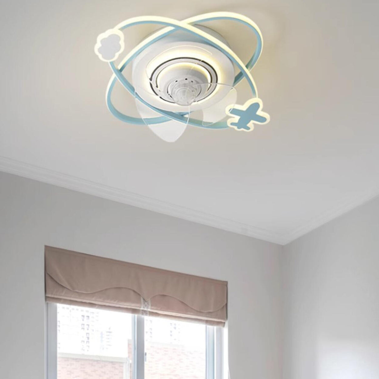 Kids Room 2 Elliptic Rings Ceiling Fan with LED Light Image - 6