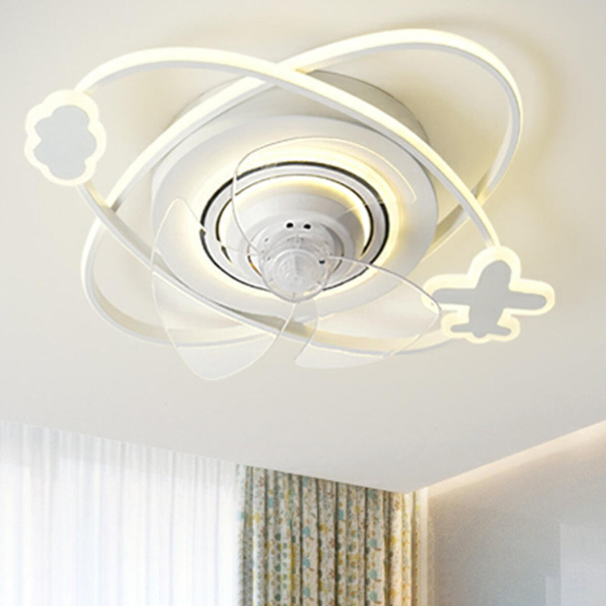 Kids Room 2 Elliptic Rings Ceiling Fan with LED Light Image - 7