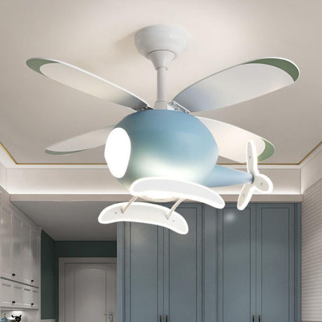 Kids Room 3 Blade Aircraft Ceiling Fan with LED Light Image - 2