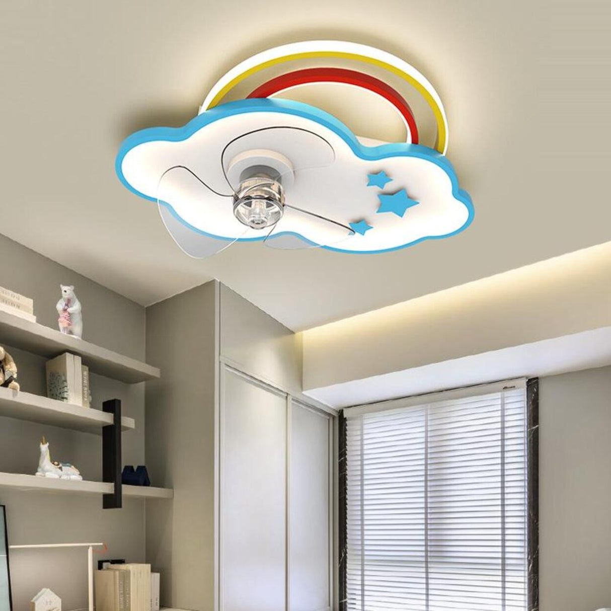 Kids Room 3 Blade Bow Fun Pattern Ceiling Fan Light Image - 3