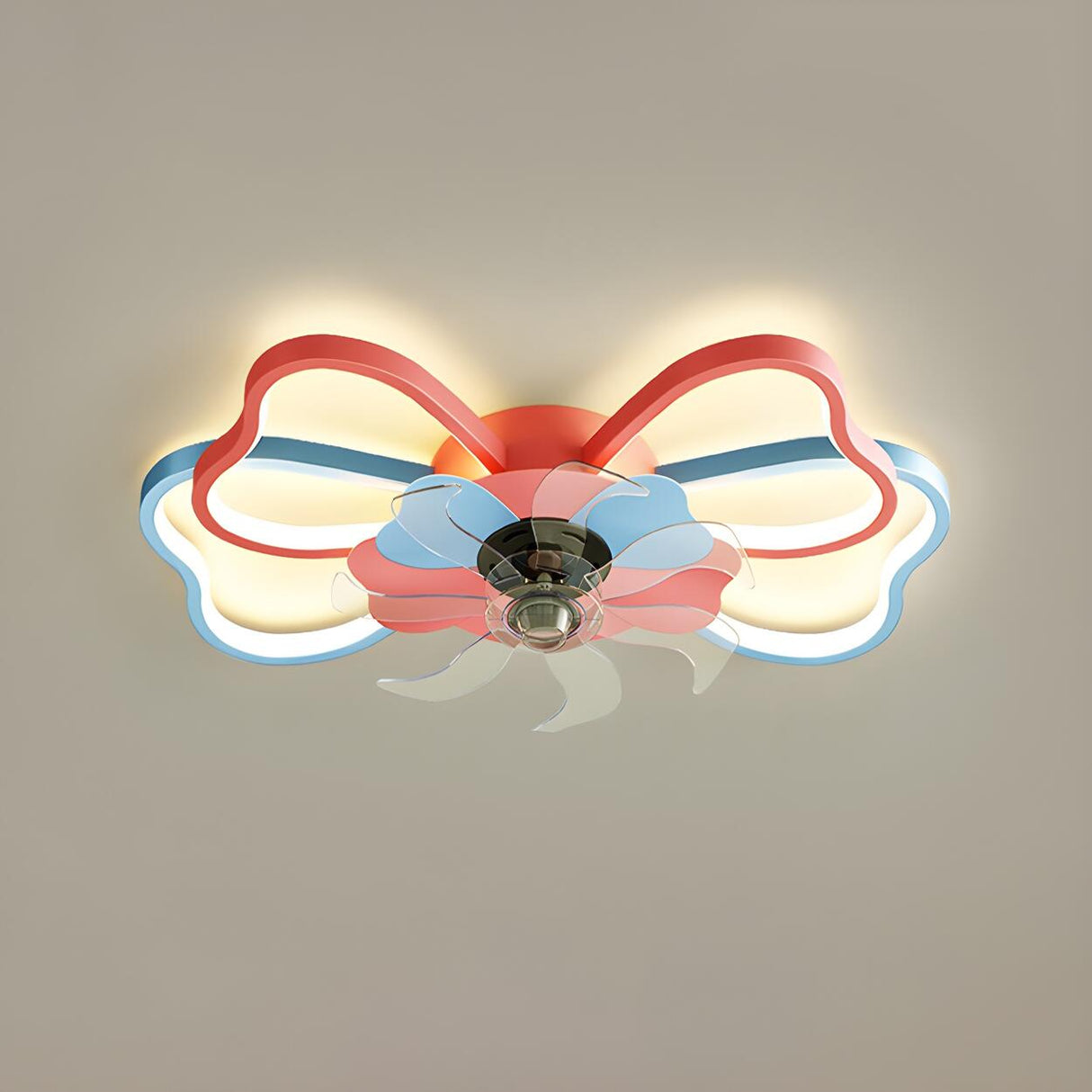 Kids Room 3 Blade Bow Fun Pattern Ceiling Fan Light Image - 8