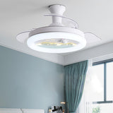 Kids Room 3 Blades White Round Ceiling Fan with Light Image - 17