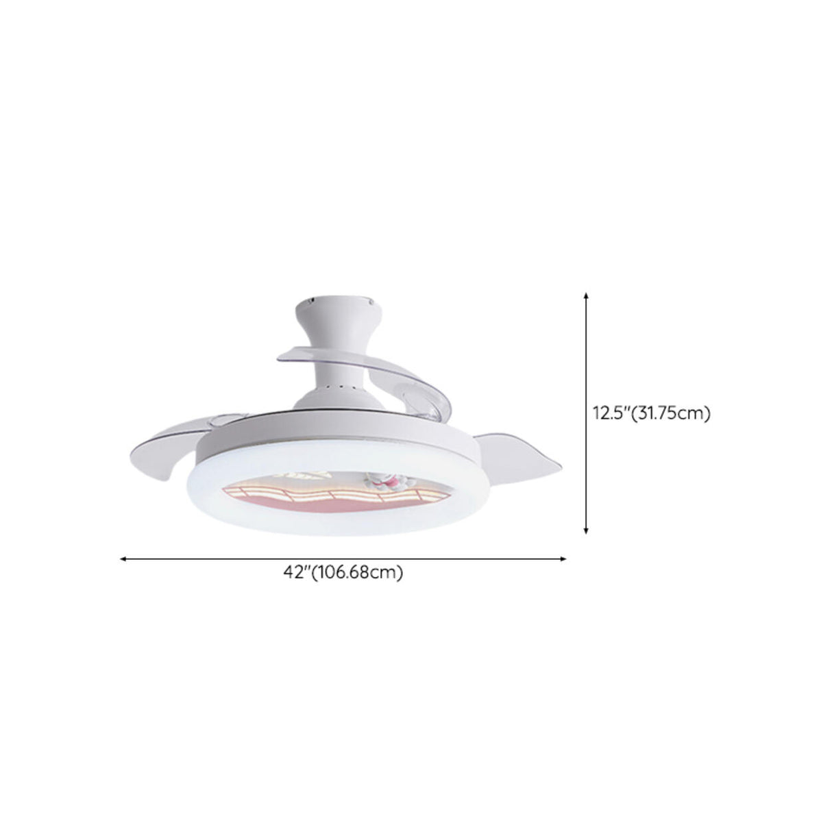 Kids Room 3 Blades White Round Ceiling Fan with Light Image - 21