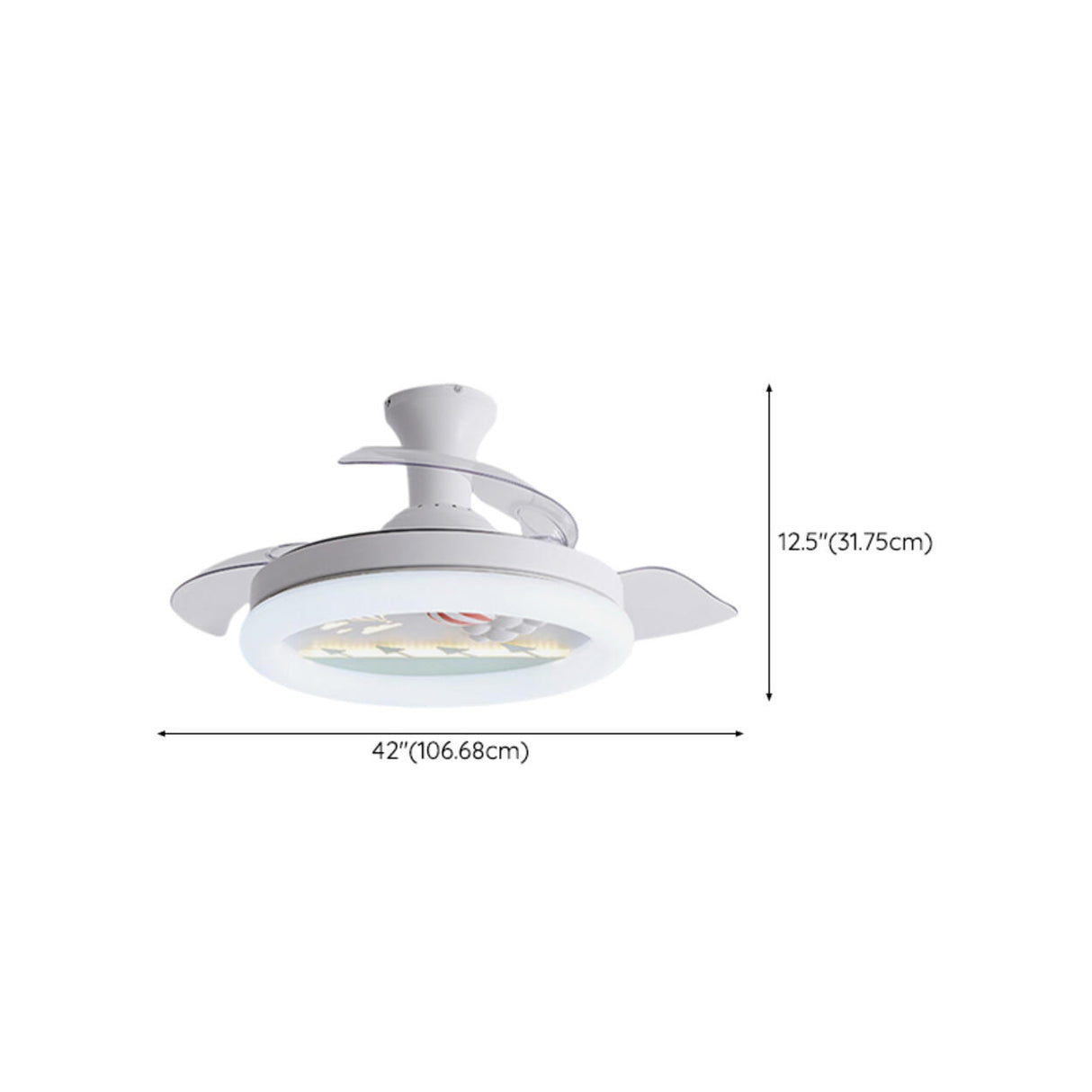 Kids Room 3 Blades White Round Ceiling Fan with Light Image - 22