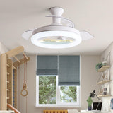 Kids Room 3 Blades White Round Ceiling Fan with Light Image - 3