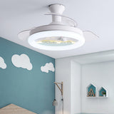 Kids Room 3 Blades White Round Ceiling Fan with Light Image - 7