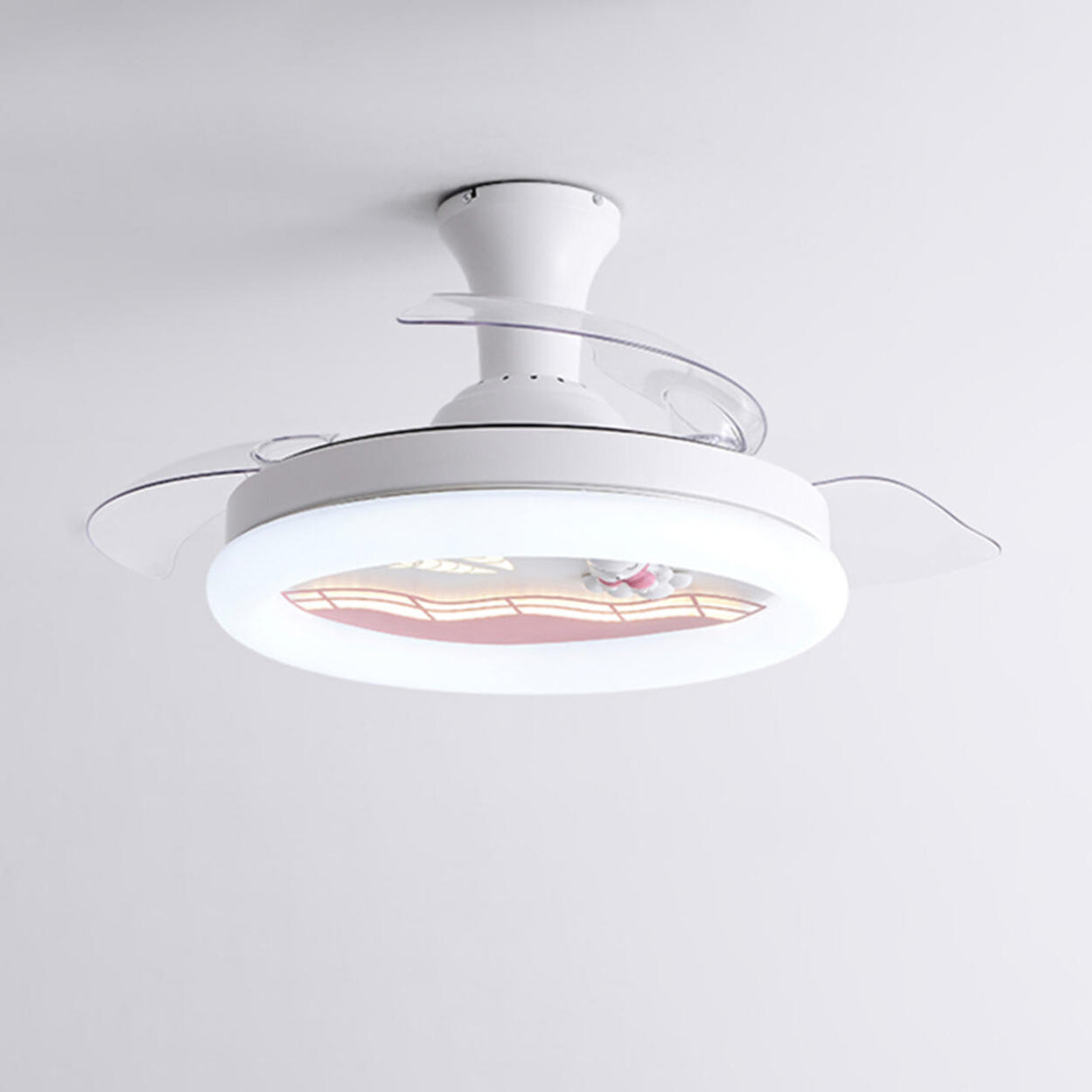 Kids Room 3 Blades White Round Ceiling Fan with Light Image - 8