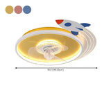 Kids Room 3 Clear Blades Rocket Theme Ceiling Fan Light #size