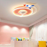 Kids Room 3 Clear Blades Rocket Theme Ceiling Fan Light Image - 4