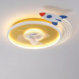 Kids Room 3 Clear Blades Rocket Theme Ceiling Fan Light Image - 6