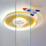 Kids Room 3 Clear Blades Rocket Theme Ceiling Fan Light Image - 9