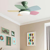 Kids Room 5 Multicolored Blades LED Ceiling Fan Light Image - 12