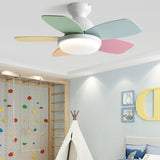 Kids Room 5 Multicolored Blades LED Ceiling Fan Light Image - 2