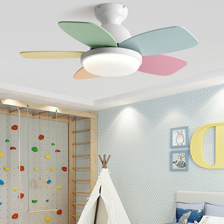 Kids Room 5 Multicolored Blades LED Ceiling Fan Light Image - 2