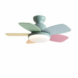 Kids Room 5 Multicolored Blades LED Ceiling Fan Light Image - 5