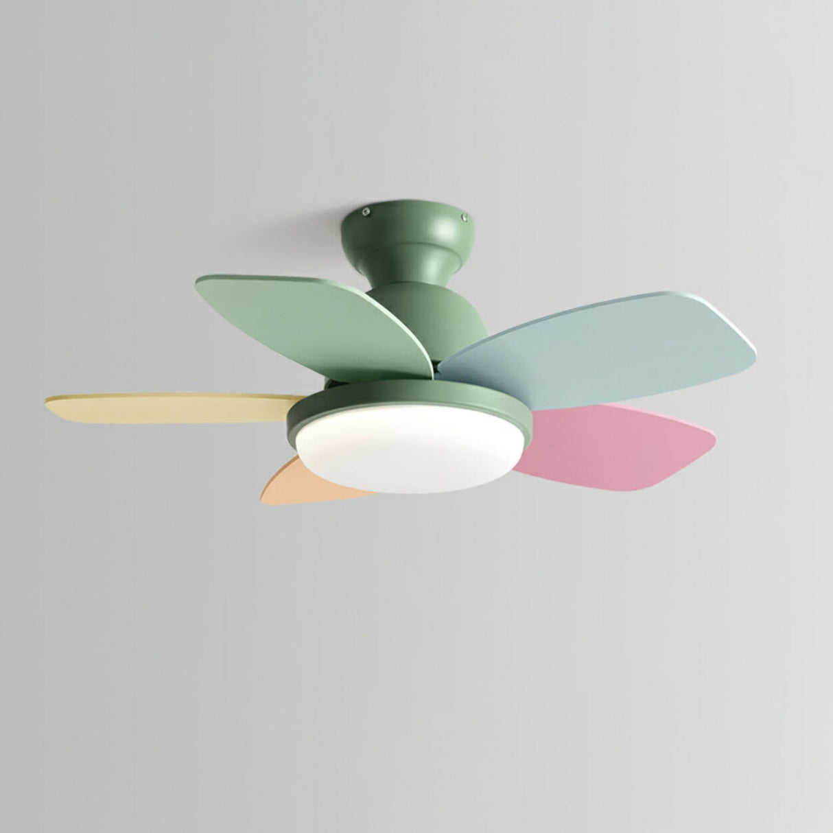 Kids Room 5 Multicolored Blades LED Ceiling Fan Light Image - 6