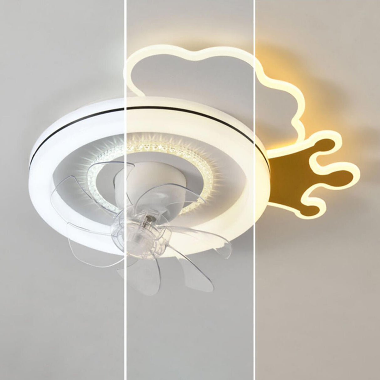 Kids Room 7 Clear Blades Childish Ceiling Fan Light Image - 12