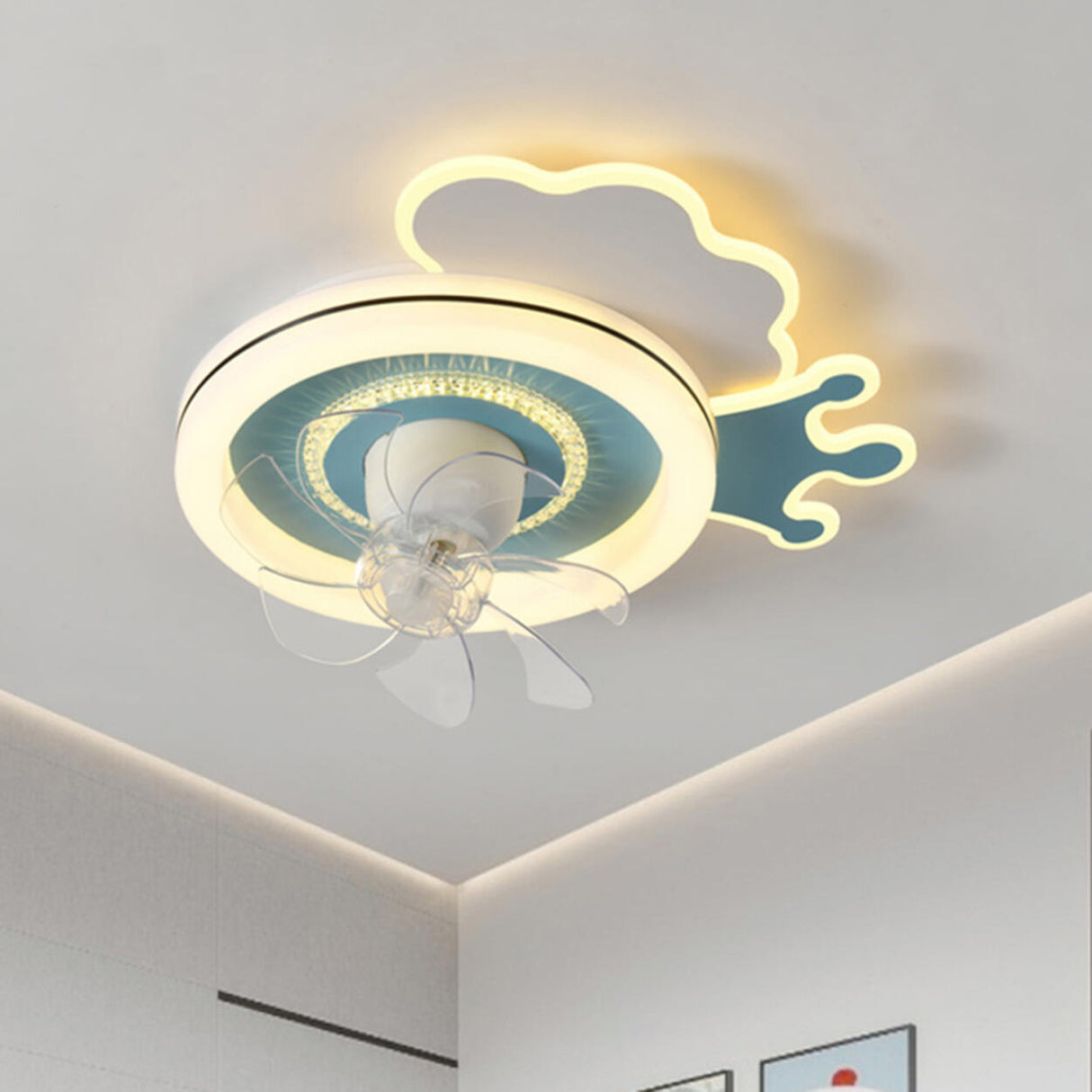 Kids Room 7 Clear Blades Childish Ceiling Fan Light Image - 18