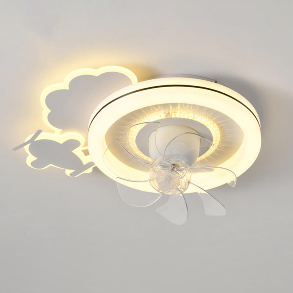 Kids Room 7 Clear Blades Childish Ceiling Fan Light Image - 2