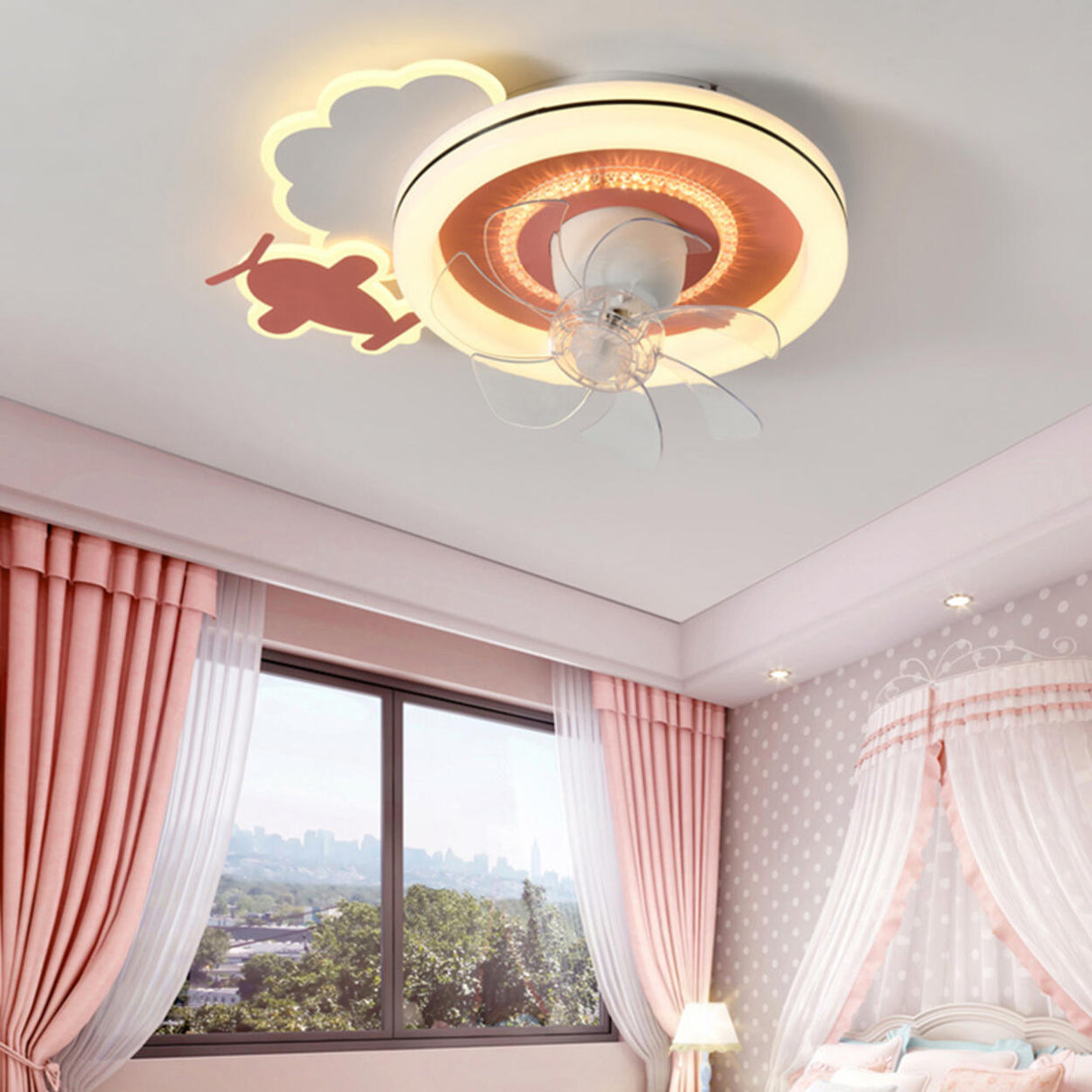 Kids Room 7 Clear Blades Childish Ceiling Fan Light Image - 5