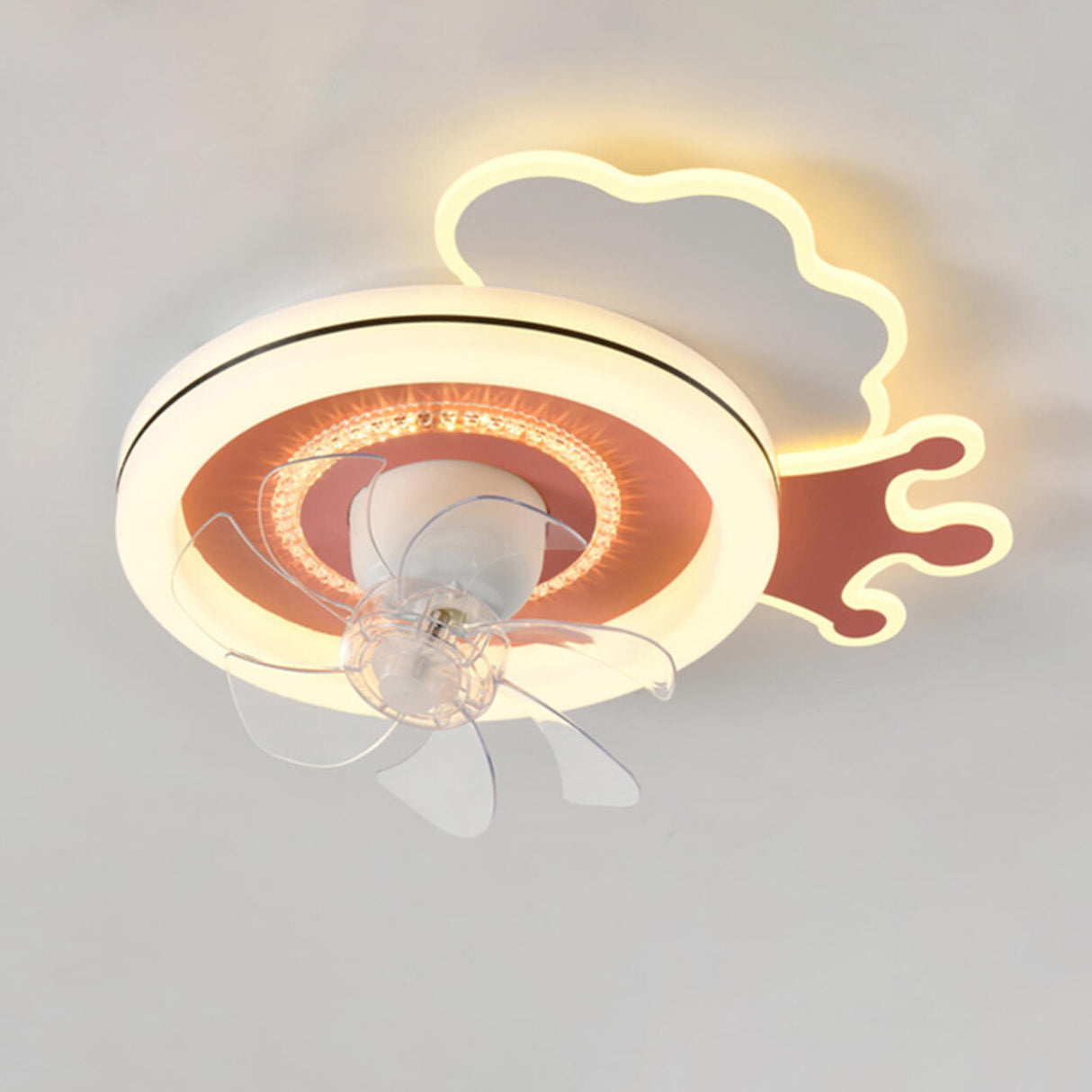 Kids Room 7 Clear Blades Childish Ceiling Fan Light Image - 8