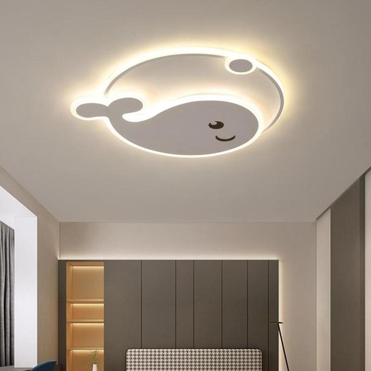 Kids Room Adorable Whale LED Flush Mount Ceiling Light Image - 1