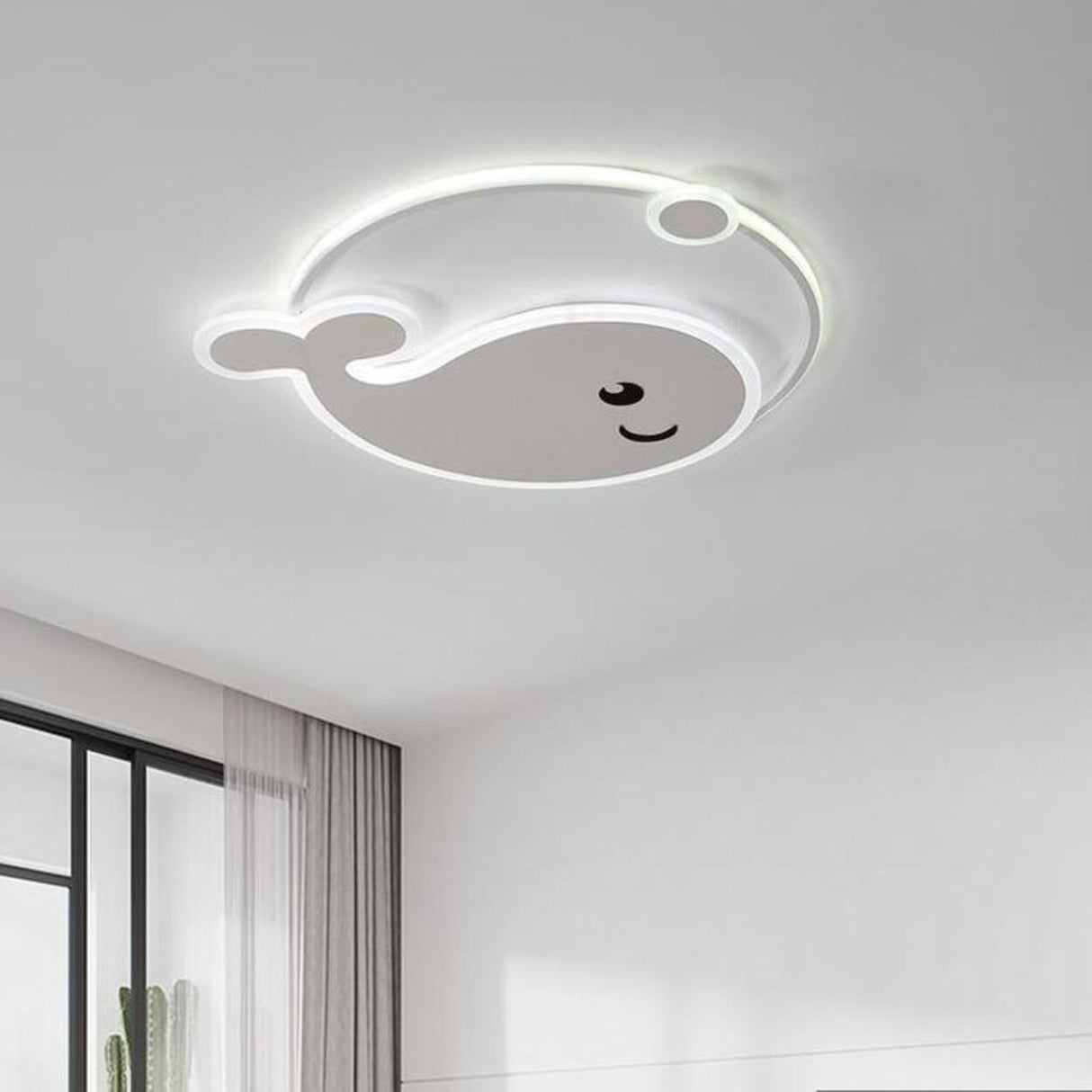 Kids Room Adorable Whale LED Flush Mount Ceiling Light Image - 2