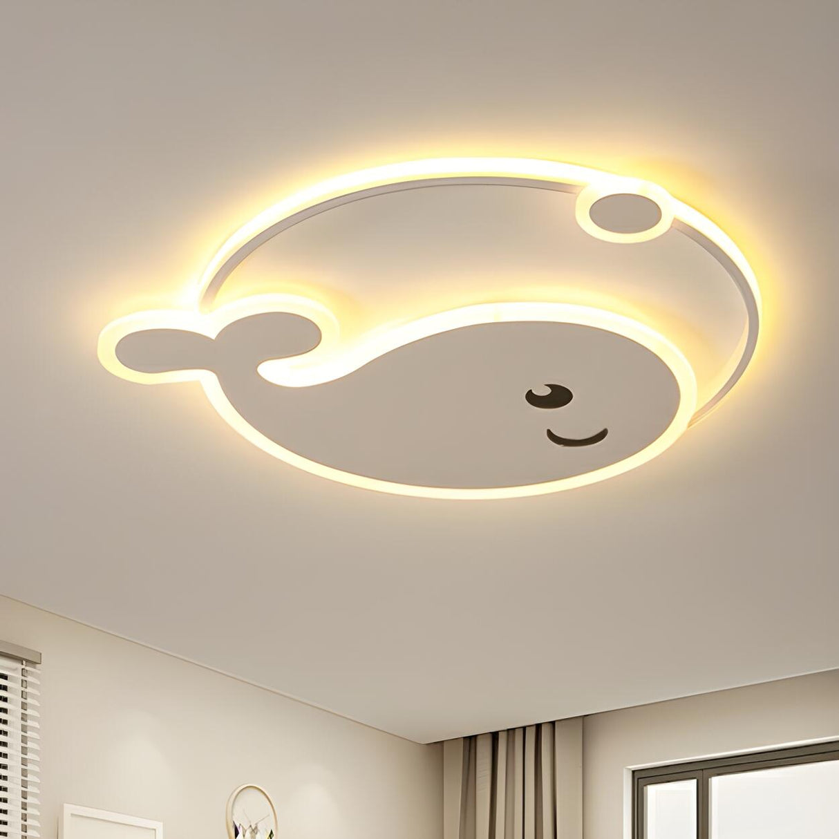 Kids Room Adorable Whale LED Flush Mount Ceiling Light Image - 4