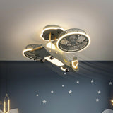 Kids Room Aircraft-Shaped Bladeless Ceiling Fan Light Image - 2