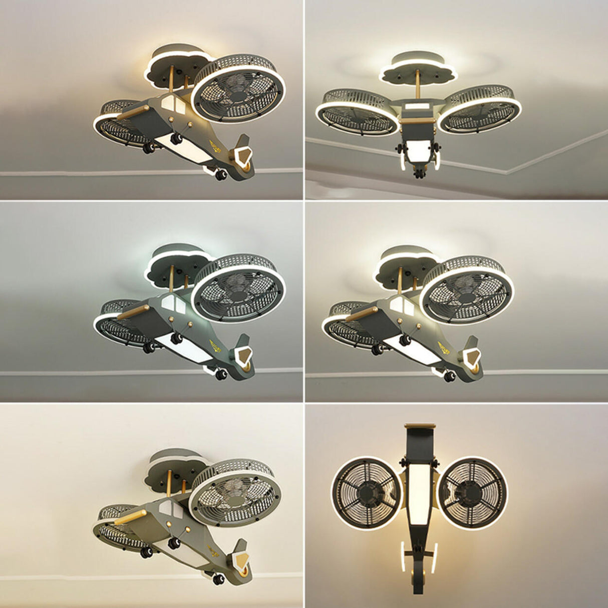 Kids Room Aircraft-Shaped Bladeless Ceiling Fan Light Image - 7