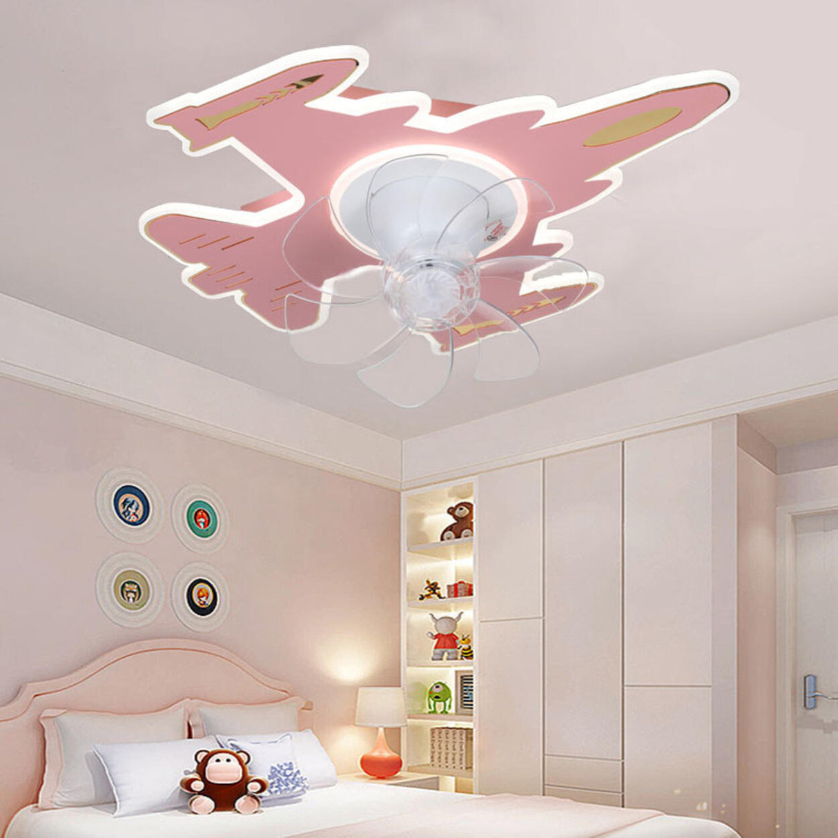 Kids Room Aircraft Shaped Ceiling Fan with LED Light Image - 2