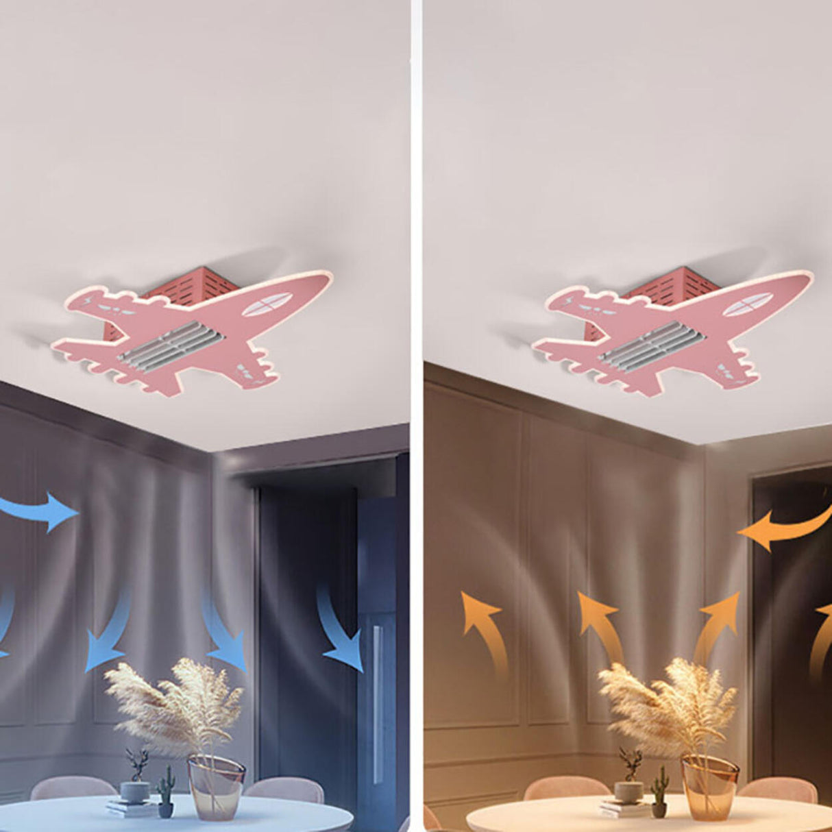 KIds Room Airplane Remote Dimming Flush Mount Fan Light Image - 16