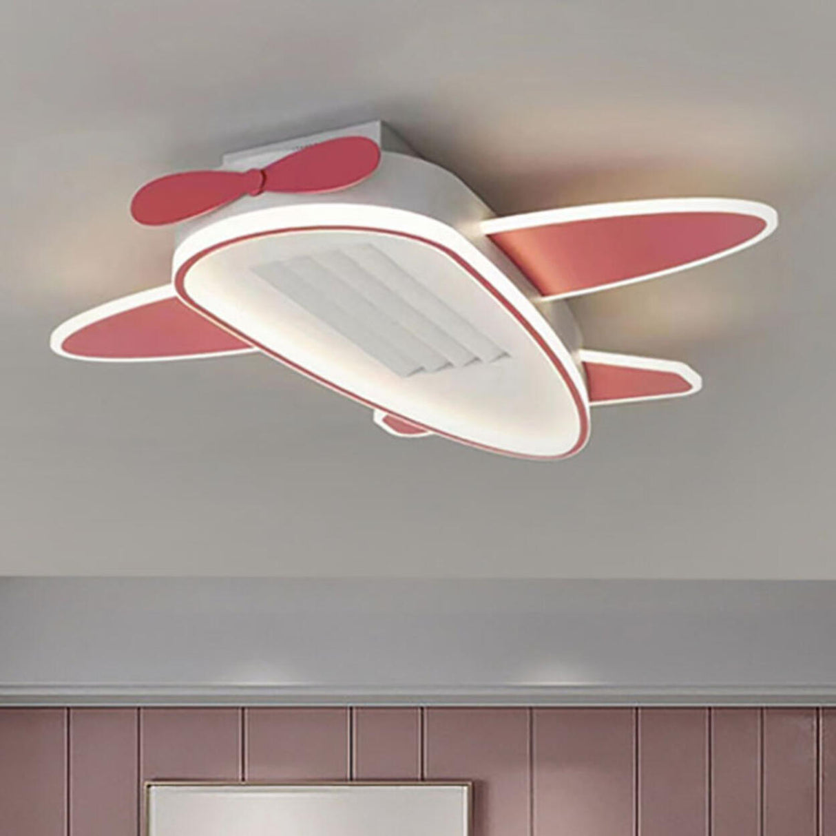 KIds Room Airplane Remote Dimming Flush Mount Fan Light Image - 22