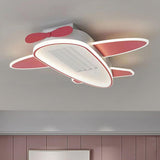 KIds Room Airplane Remote Dimming Flush Mount Fan Light Image - 22