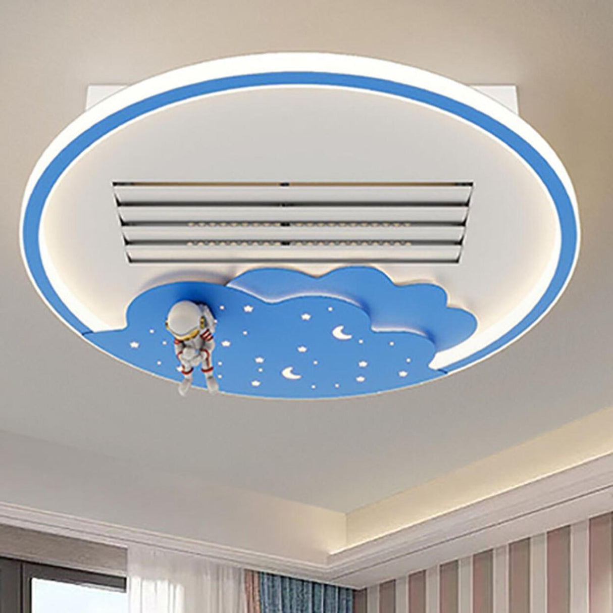 KIds Room Airplane Remote Dimming Flush Mount Fan Light Image - 23