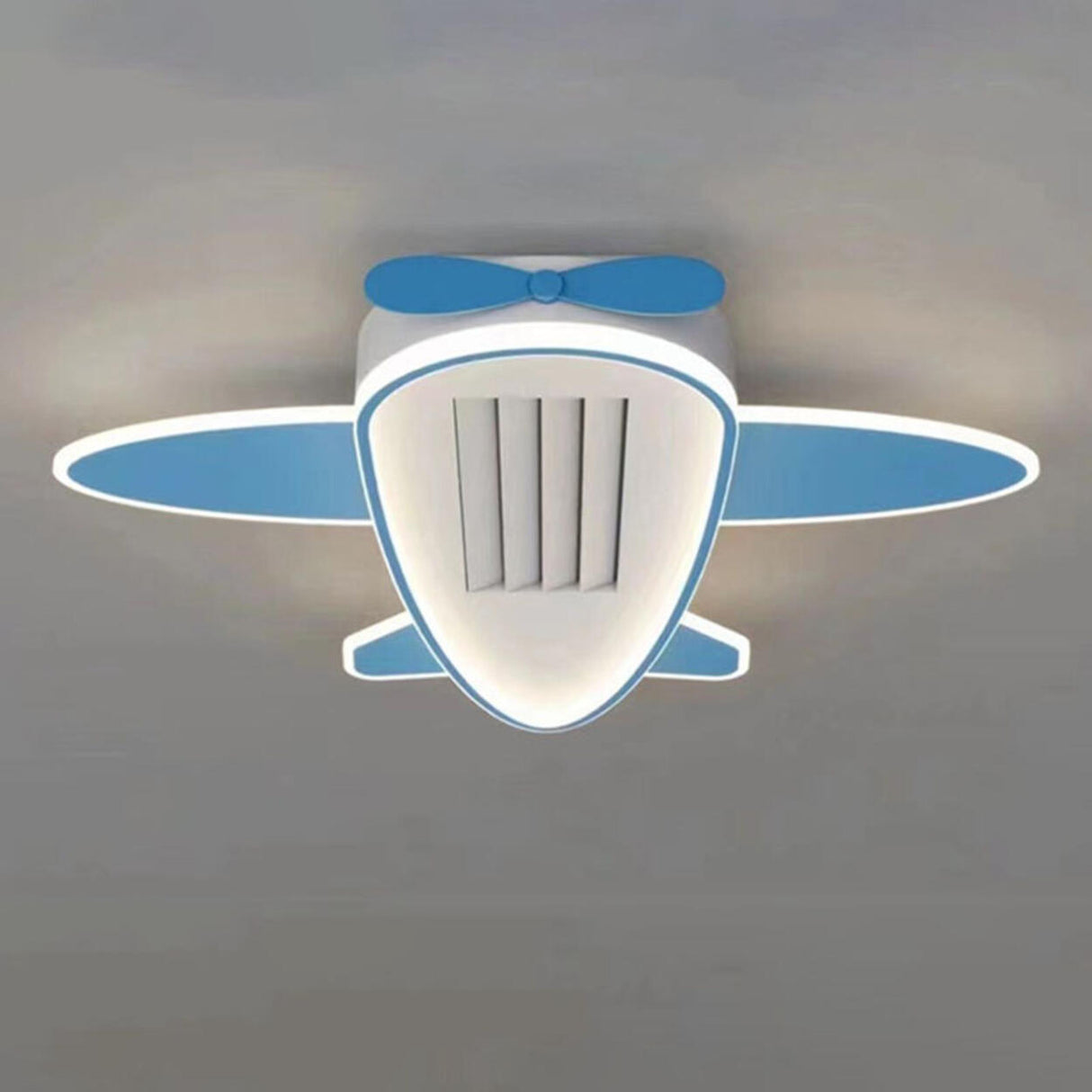 KIds Room Airplane Remote Dimming Flush Mount Fan Light Image - 6