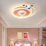 Kids Room Airplane Round Ceiling Fan with LED Light Image - 1