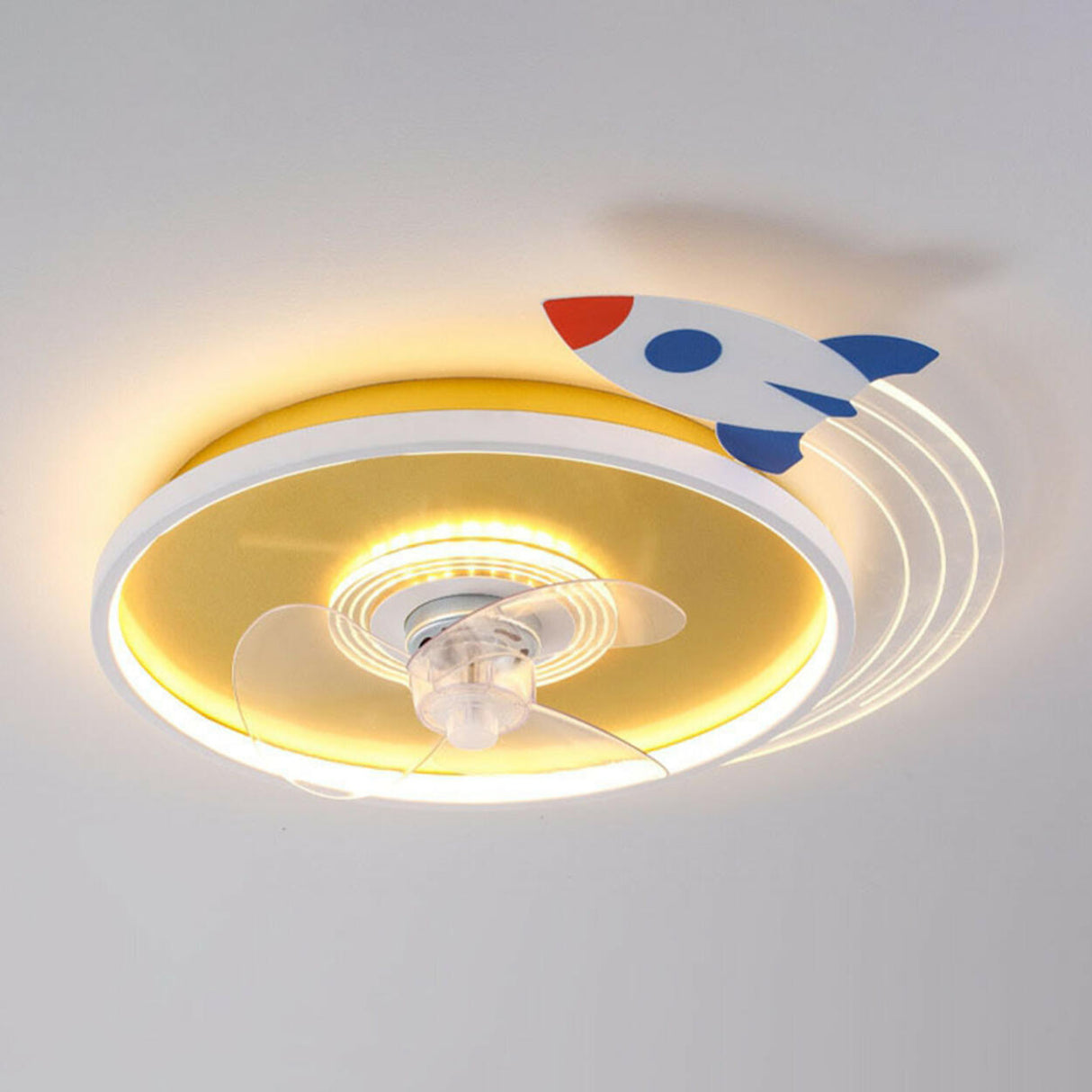 Kids Room Airplane Round Ceiling Fan with LED Light Image - 11