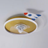 Kids Room Airplane Round Ceiling Fan with LED Light Image - 12