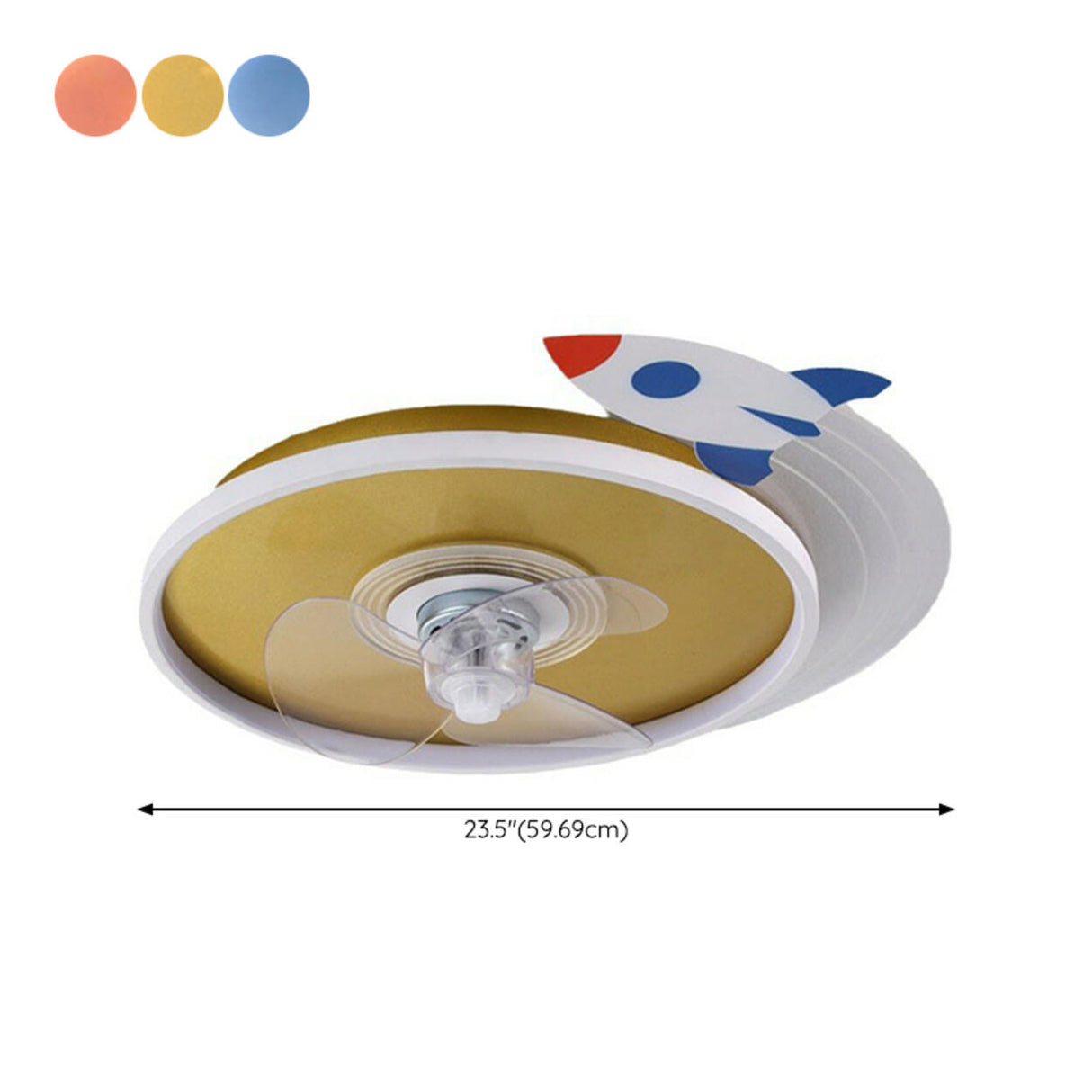 Kids Room Airplane Round Ceiling Fan with LED Light 