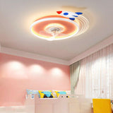 Kids Room Airplane Round Ceiling Fan with LED Light Image - 3