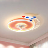 Kids Room Airplane Round Ceiling Fan with LED Light Image - 6