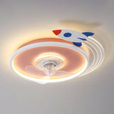 Kids Room Airplane Round Ceiling Fan with LED Light Image - 9