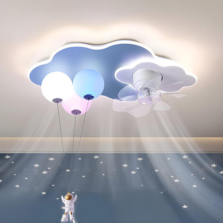 Kids Room Artistic Cloud Balloon Ceiling Fan with Light Image - 1