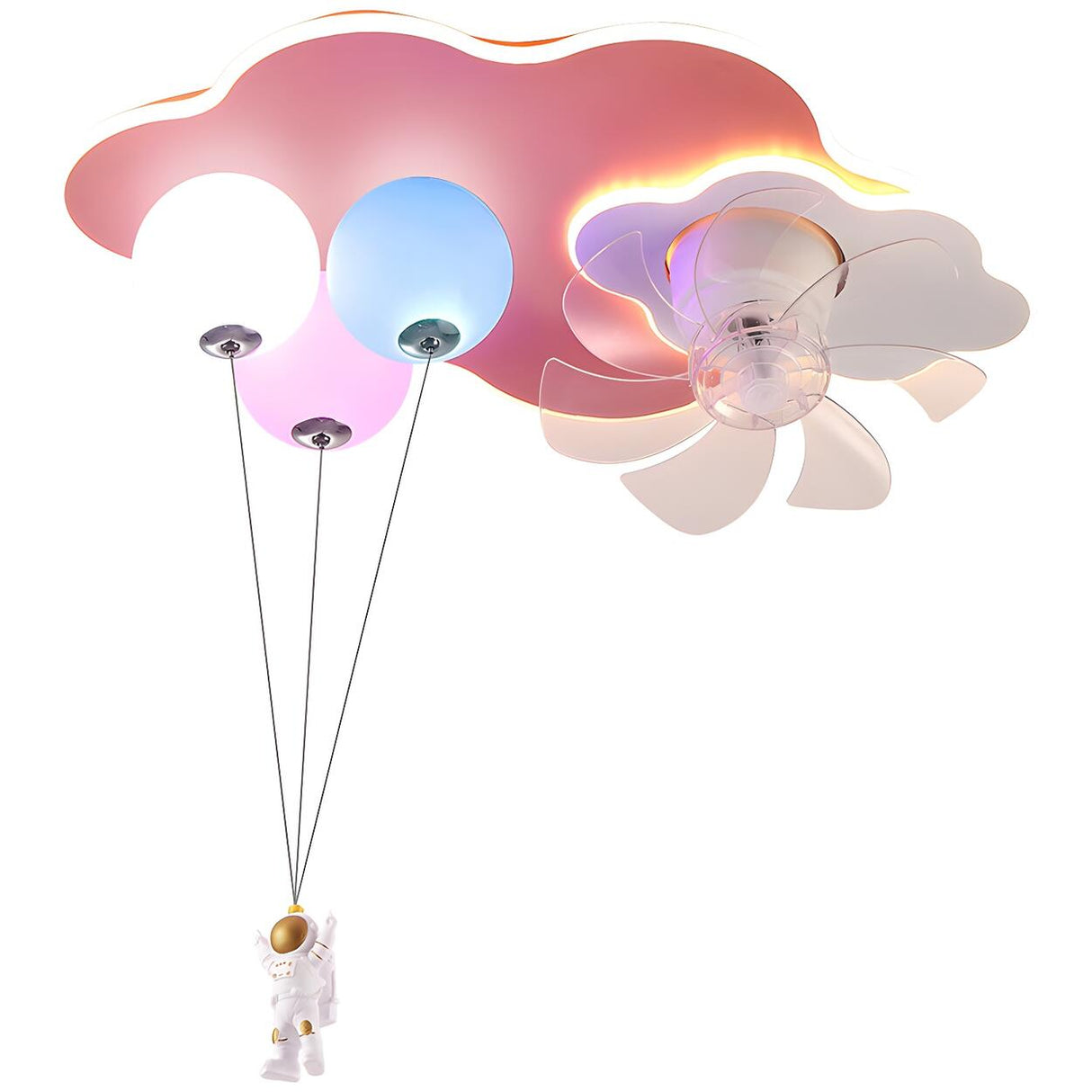 Kids Room Artistic Cloud Balloon Ceiling Fan with Light Image - 5